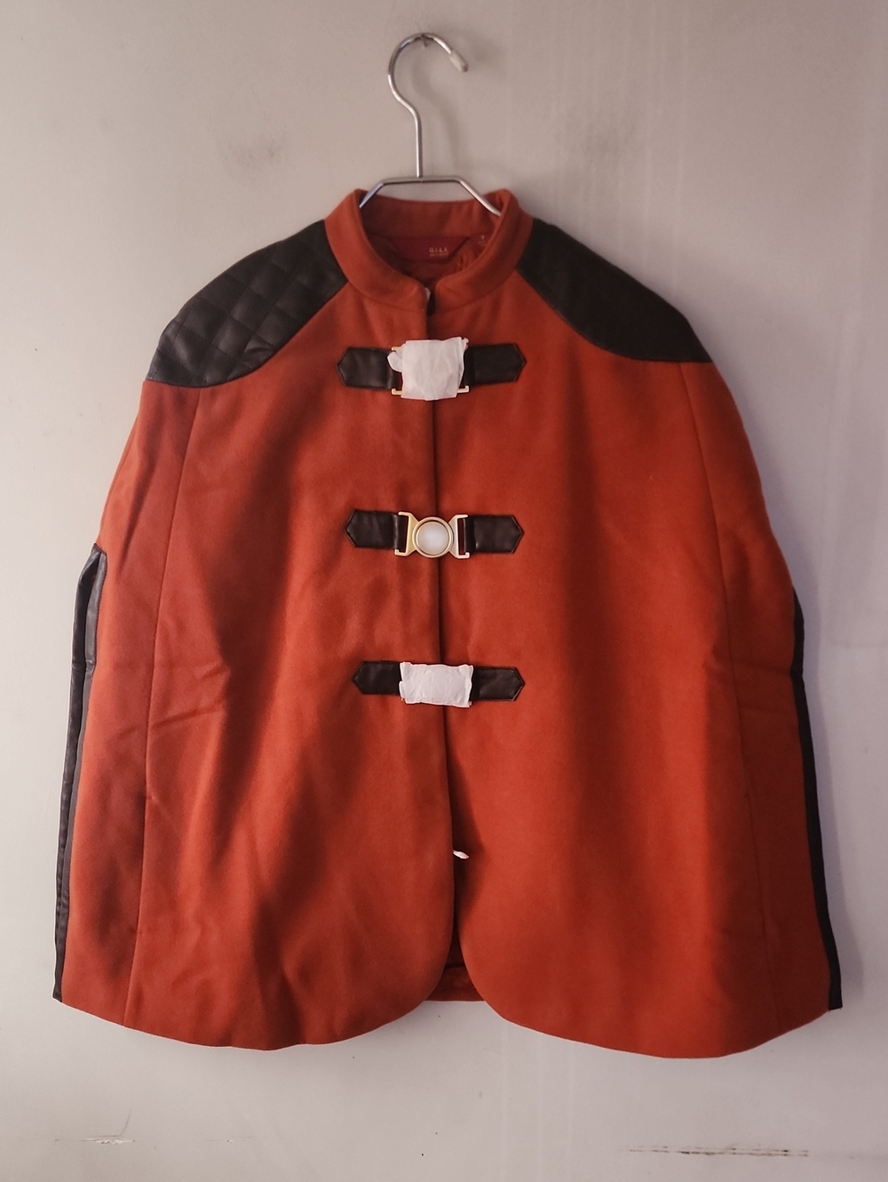 G.I.L.I. Orange Wool Pea Coat with Black Trim